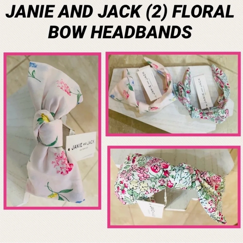 JANIE AND JACK (2) FLORAL BOW HEADBANDS